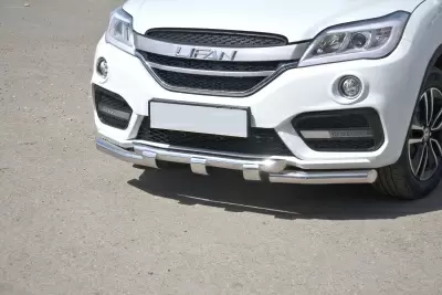 Защита переднего бампера двойная с каплями O63/63 мм (НПС - нерж.) LIFAN X60 с 2017 от Интернет-Магазина Autoboks.kz