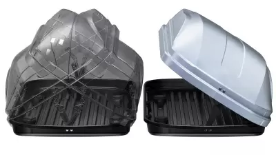 Автобокс ED Магнум 390 серый глянцевый двустороннее 390 л от интернет-магазина AUTOBOKS.kz. 