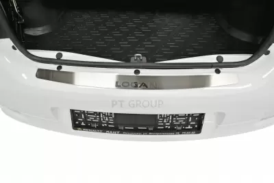Накладка на задний бампер (НПС - нерж.) Renault LOGAN с 2014 на автомобиль от Интернет-Магазина Autoboks.kz