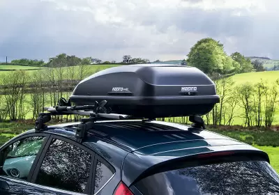 Автобокс Hapro Roady 350 (300 л) черный матовый одностороннее от интернет-магазина AUTOBOKS.kz. 