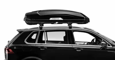 Автобокс Hapro Trivor 440 (440 л) черный глянцевый двустороннее от интернет-магазина AUTOBOKS.kz. 