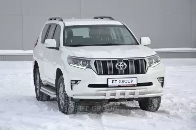 Защита переднего бампера двойная с пластинами O63/63мм (НПС) Toyota LAND CRUISER PRADO 150 2017- от Интернет-Магазина Autoboks.kz