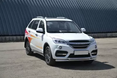 Защита переднего бампера двойная O63/51 мм (НПС - нерж.) LIFAN X60 с 2017 от Интернет-Магазина Autoboks.kz