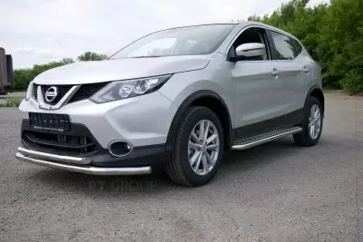 Защита переднего бампера двойная O63/51 мм (НПС) на Nissan QASHQAI с 2016 от Интернет-Магазина Autoboks.kz