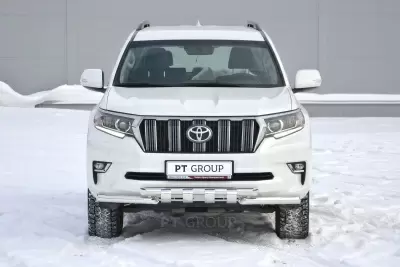 Защита переднего бампера двойная с зубьями O63/63мм (НПС) Toyota LAND CRUISER PRADO 150 2017- от Интернет-Магазина Autoboks.kz