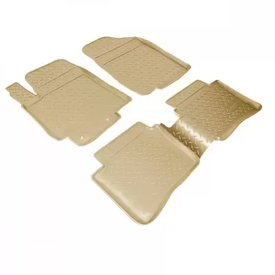 Коврики салонные для Hyundai Santa Fe 3D (2020) (7 мест) (бежевый)