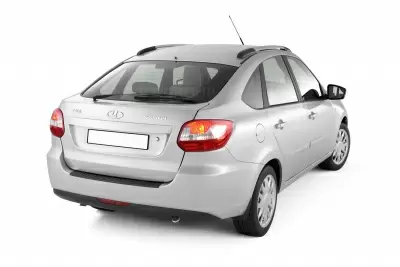 Накладка на задний бампер (ABS, черное тиснение) на LADA Granta лифтбек с 2014 на автомобиль от Интернет-Магазина Autoboks.kz