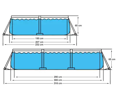 Бассейн каркасный Avenli 17771 со стальным каркасом, 300x207x65 см