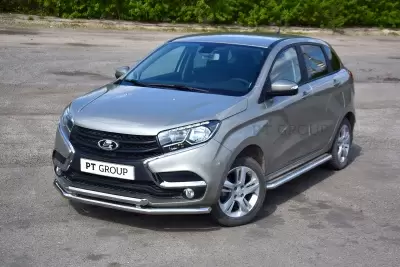 Защита порогов с алюминиевой площадкой O51 мм (НПС) LADA XRAY c 2016 от интернет-магазина AUTOBOKS.kz. 