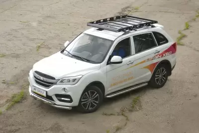 Защита порогов с алюминиевой площадкой O51мм (НПС - нерж.) LIFAN X60 с 2012 от интернет-магазина AUTOBOKS.kz. 