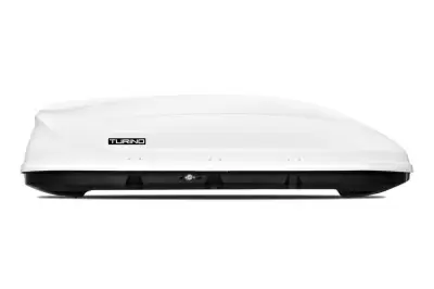 Автобокс на крышу PT-Group Аэродинамический "Turino 1" Белый ДВУСТОРОННЕЕ открывание 410 литров