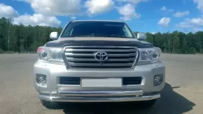 Защита переднего бампера двойная 63/63мм (НПС) Toyota LAND CRUISER 200 2014- от Интернет-Магазина Autoboks.kz