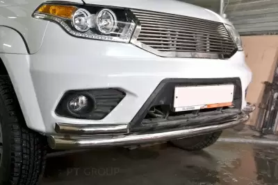 Защита переднего бампера двойная с углами O63/51 мм (НПС) УАЗ Патриот с 2014 от Интернет-Магазина Autoboks.kz