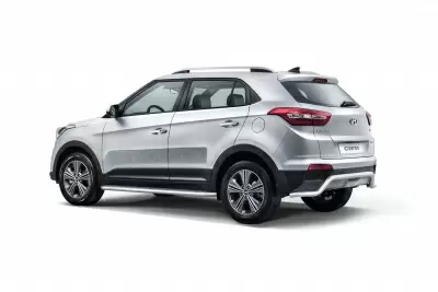 Защита порогов с алюминиевой площадкой O51 мм (НПС - нерж.) Hyundai CRETA с 2016 от интернет-магазина AUTOBOKS.kz. 