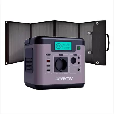 Зарядная станция Reaktiv 500W 144000mAh черный с солнечной панелью