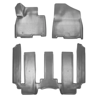 Коврики салонные для Kia Carnival IV 3D (2020) (1, 2 ряд 8-ми местная версия) (серый)