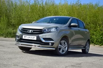 Защита переднего бампера двойная O51/51 мм (НПС) LADA XRAY с 2016 от Интернет-Магазина Autoboks.kz