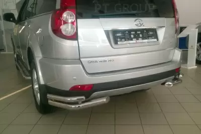 Защита заднего бампера двойная угловая O63/51 мм (НПС) Great Wall HOVER H3 2014-2016 от Интернет-Магазина Autoboks.kz