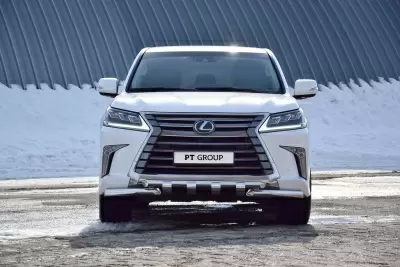 Защита переднего бампера двойная с зубьями 63/63мм (НПС - нерж.) LEXUS 450D с 2015 от Интернет-Магазина Autoboks.kz