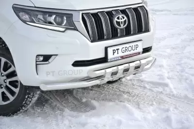 Защита переднего бампера двойная с пластинами O63/63мм (НПС) Toyota LAND CRUISER PRADO 150 2017- от Интернет-Магазина Autoboks.kz