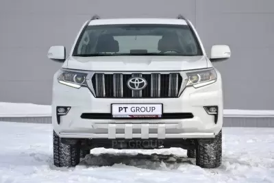 Защита переднего бампера двойная с пластинами O63/63мм (НПС) Toyota LAND CRUISER PRADO 150 2017-