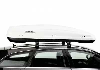 Автобокс Hapro Traxer 8.6 (530 л) белый глянцевый двустороннее от интернет-магазина AUTOBOKS.kz. 