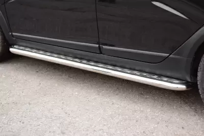 Защита порогов с алюминиевой площадкой O51мм (НПС) LADA Vesta SW Cross c 2017 от интернет-магазина AUTOBOKS.kz. 