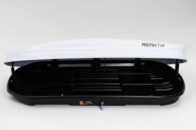 Автобокс REAKTIV Buran 370 белый глянцевый двустороннее 370 л от интернет-магазина AUTOBOKS.kz. 