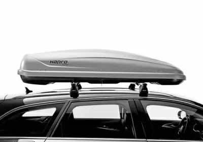 Автобокс Hapro Traxer 6.6 (410 л) серый матовый двустороннее от интернет-магазина AUTOBOKS.kz. 