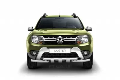 Защита переднего бампера двойная с зубьями O63/63мм (НПС - нерж.) на Renault DUSTER с 2012 от Интернет-Магазина Autoboks.kz