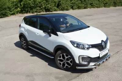Защита порогов с алюминиевой площадкой (НПС - нерж.) Renault KAPTUR с 2016 от интернет-магазина AUTOBOKS.kz. 