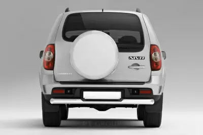 Защита заднего бампера с накладкой (НПС) Chevrolet NIVA с 2009