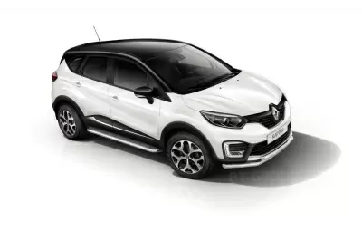 Защита порогов с алюминиевой площадкой (НПС - нерж.) Renault KAPTUR с 2016