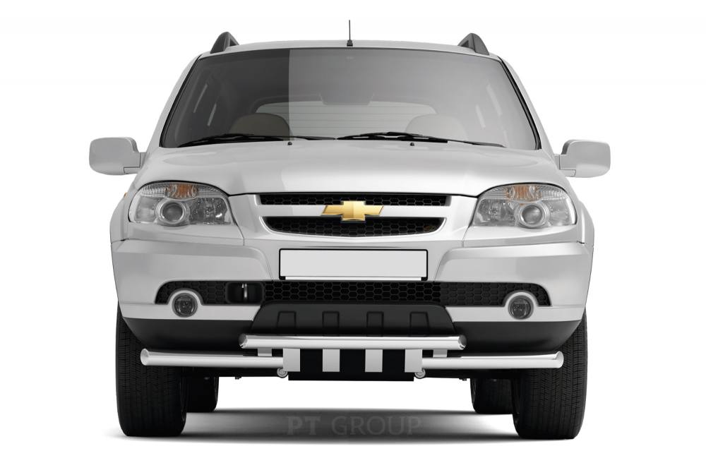 Защита переднего бампера двойная с зубьями O63/51 мм (НПС) Chevrolet NIVA с 2009 от Интернет-Магазина Autoboks.kz