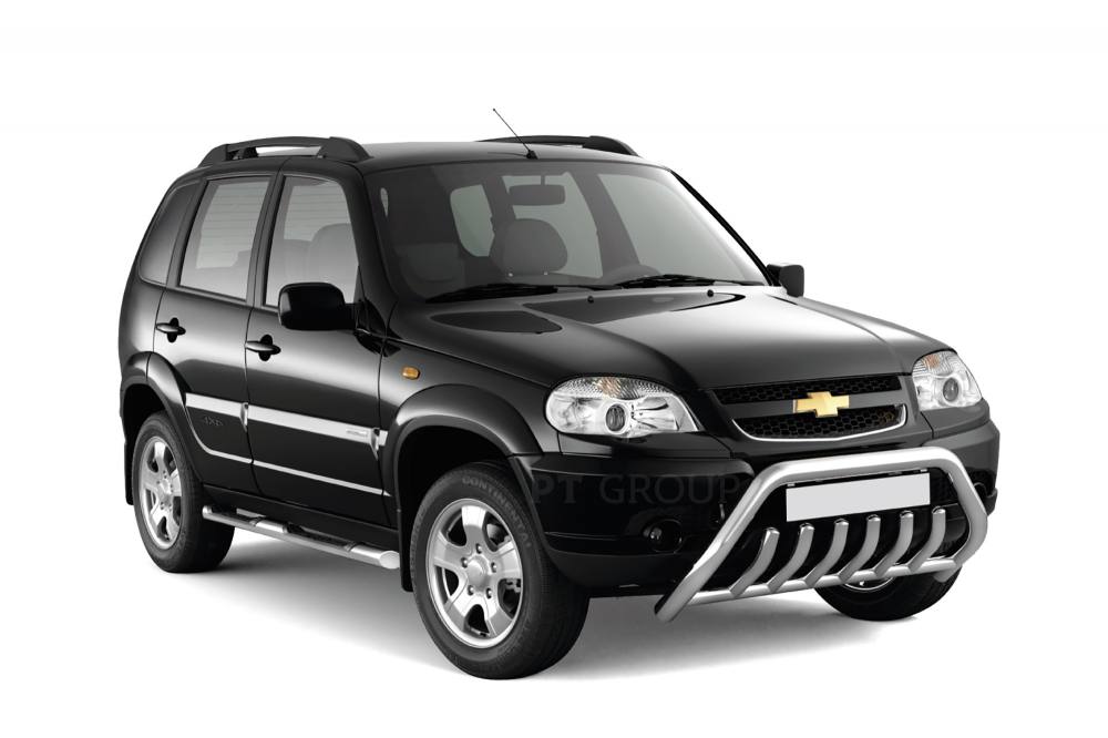 Рейлинги "Усиленные" на Chevrolet NIVA с 2002 (Черный муар) от интернет-магазина AUTOBOKS.kz. 