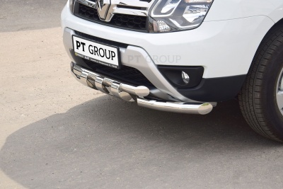 Защита переднего бампера двойная с зубьями O63/63мм (НПС - нерж.) на Renault DUSTER с 2012 от Интернет-Магазина Autoboks.kz