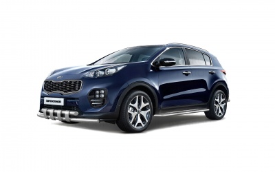 Защита переднего бампера двойная с пластинами O63/63мм (НПС) KIA Sportage 2016- от Интернет-Магазина Autoboks.kz
