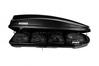 Автобокс Atlant Breeze XL Carbon 450л чёрный карбон (двухсторонний) от интернет-магазина AUTOBOKS.kz. 