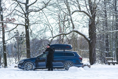 Автобокс Kamei Husky 510 черный матовый двустороннее от интернет-магазина AUTOBOKS.kz. 