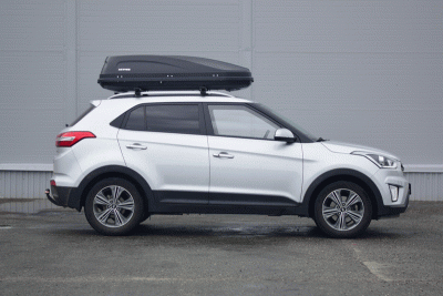 Автобокс на крышу PT-Group Аэродинамический "ACTIVE М" Черный ДВУСТОРОННЕЕ открывание от интернет-магазина AUTOBOKS.kz. 